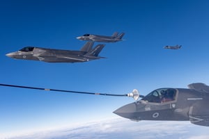 RAF F-35B being refuelled by Voyager aircraft
